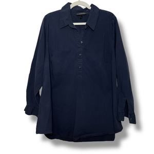 Lane Bryant Blue Lurex Collared Popover Blouse Size 18